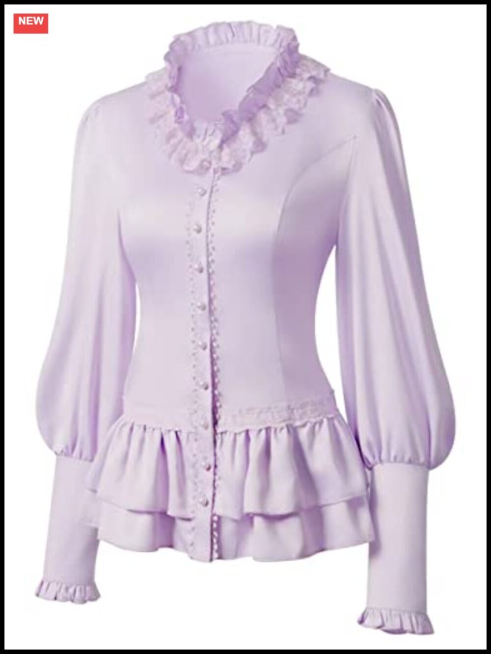 Victorian Steampunk Lace Blouse Corset Top Stand Collar Long Sleeve